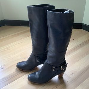 Dark blue leather boots size 10/41